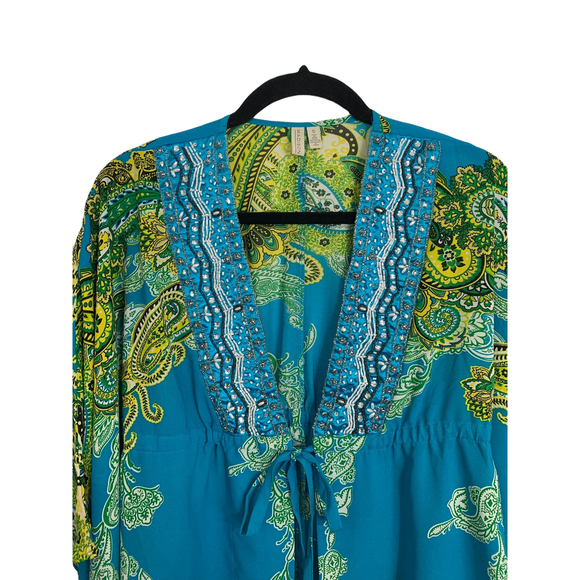 Madison Beaded Jacket Womens S Boho Hippie Colorful Glam Summer Y2K Art to Wear - Picture 2 of 9